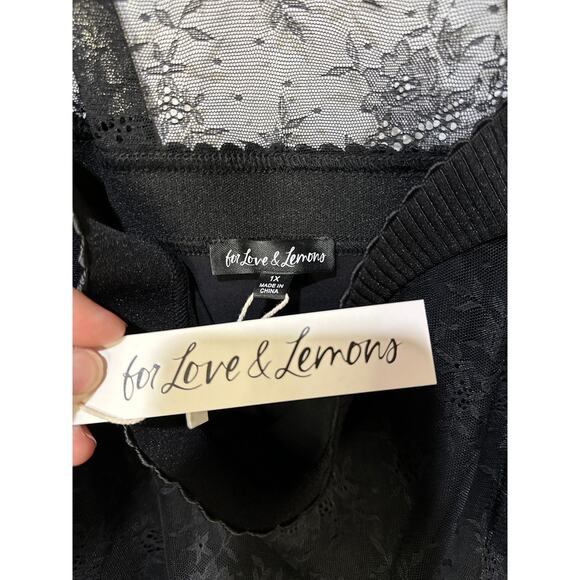 For Love & Lemons Poison Ruched Black Dress Size 1X NWT Stretch Jacquard Lace - Picture 4 of 15
